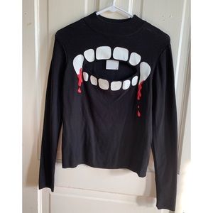 Vampire Fang Chest Cut Out Sweater